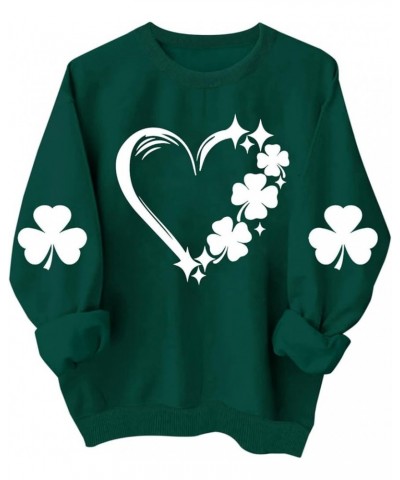 St.Patrick's Day Shirt for Women 2000s Fashion Crewneck Long Sleeve Tops Irish Shamrock Graphic Pullover Sweatshirts A23_gree...