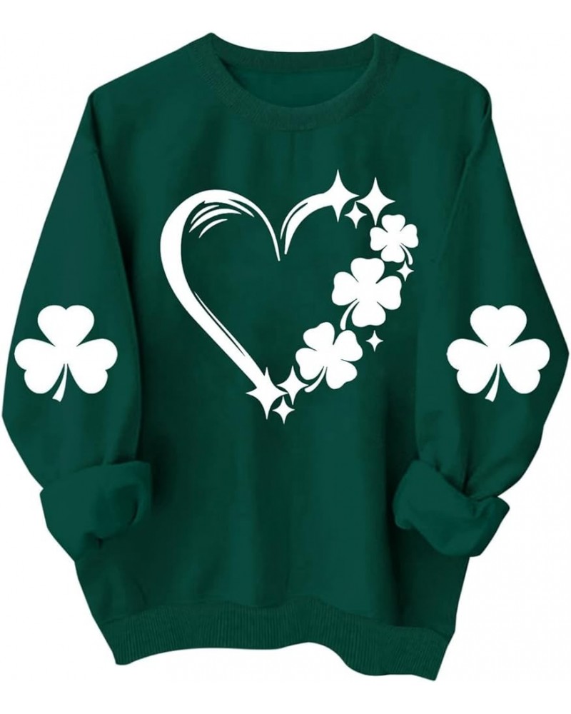 St.Patrick's Day Shirt for Women 2000s Fashion Crewneck Long Sleeve Tops Irish Shamrock Graphic Pullover Sweatshirts A23_gree...