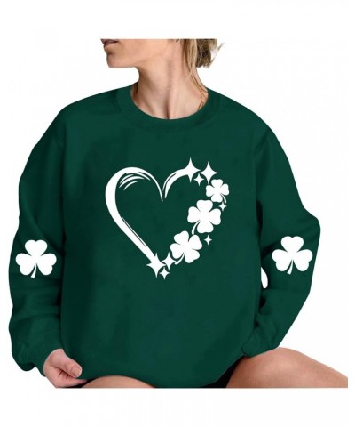 St.Patrick's Day Shirt for Women 2000s Fashion Crewneck Long Sleeve Tops Irish Shamrock Graphic Pullover Sweatshirts A23_gree...