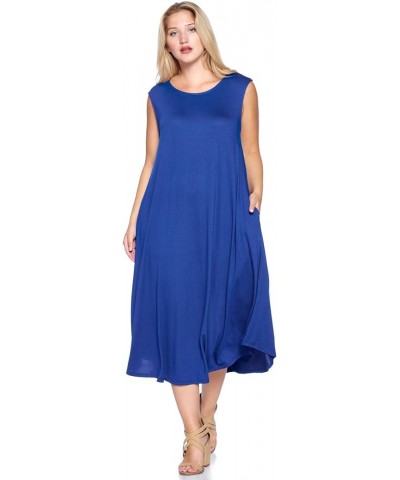 Modern Kiwi® Women's Plus Size Basic Sleeveless Loose Fit Pocket Midi Maxi Dress (1X-4X) Royal $19.03 Dresses