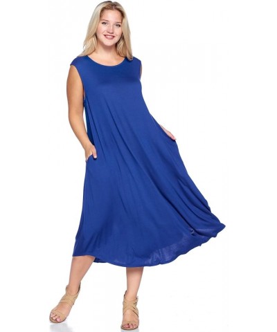 Modern Kiwi® Women's Plus Size Basic Sleeveless Loose Fit Pocket Midi Maxi Dress (1X-4X) Royal $19.03 Dresses