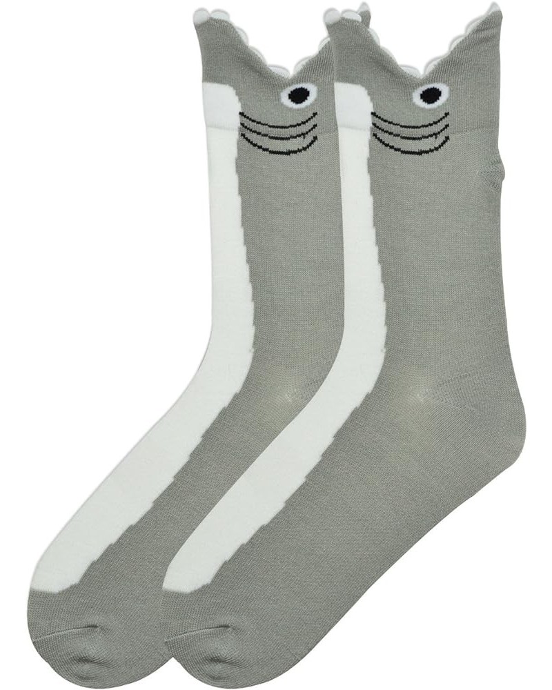 Women's Funny Animal Crew Socks-1 Pairs-Cool & Cute Wordplay Novelty Gifts Wide Mouth Shark (Gray) $8.96 Socks