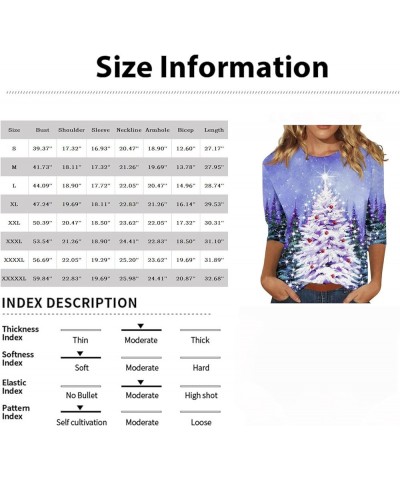 Christmas Tee Womens Tops Trendy 3/4 Sleeve Casual Pullover Christmas Day Print T Shirts Loose Blouse Sweatshirt 01-deep Red ...