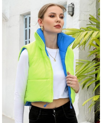 Women's Crop Puffer Vest with Pockets (XS-XXL) Green Blue $22.67 Vests