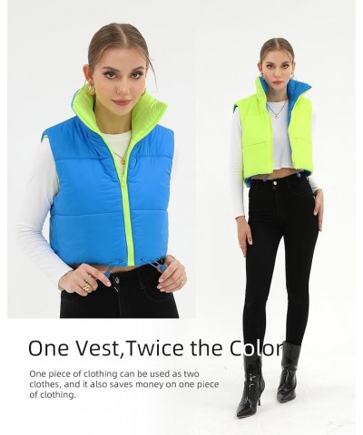 Women's Crop Puffer Vest with Pockets (XS-XXL) Green Blue $22.67 Vests