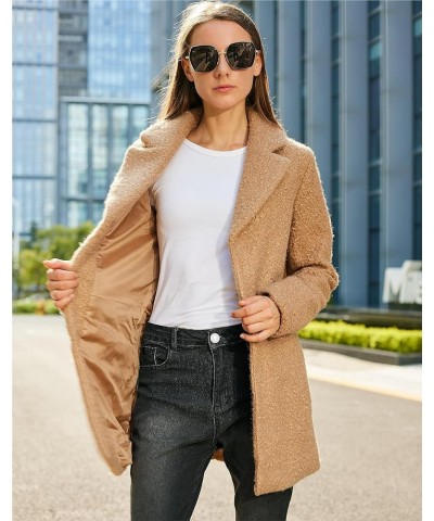 Women's Winter Wool Coat Casual Notch Lapel Peacoat Elegant Single Breasted Wool Blend Coat Khaki $18.64 Coats