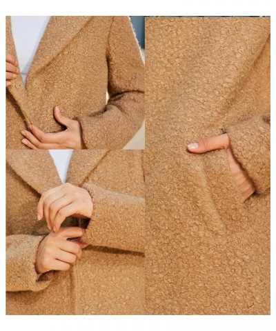 Women's Winter Wool Coat Casual Notch Lapel Peacoat Elegant Single Breasted Wool Blend Coat Khaki $18.64 Coats