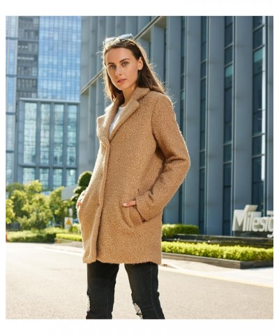 Women's Winter Wool Coat Casual Notch Lapel Peacoat Elegant Single Breasted Wool Blend Coat Khaki $18.64 Coats