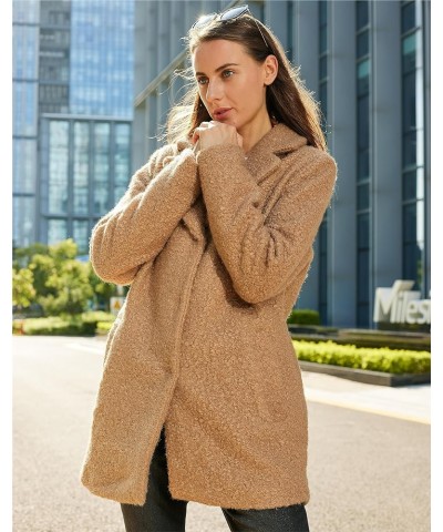 Women's Winter Wool Coat Casual Notch Lapel Peacoat Elegant Single Breasted Wool Blend Coat Khaki $18.64 Coats