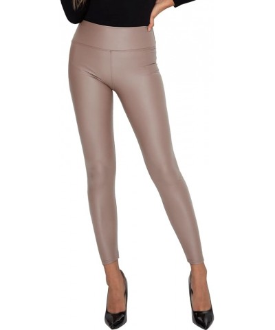 Faux Leather Leggings for Women High Waist Tummy Control Stretchy Sexy Pants with Thin Fleece Lined Seamless Khaki $9.17 Legg...