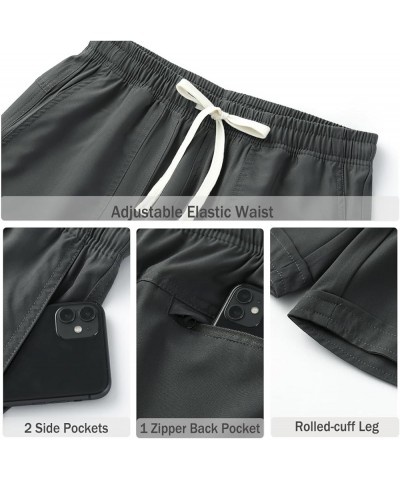Women's Quick Dry Cargo Shorts Knee-Length Elastic Waist Outdoor Running Bermuda Shorts Dark Grey $11.76 Shorts