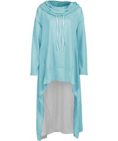 Women Pullover Hoodies Sweatshirt Long Sleeve High Low Sweater Oversize Top with Pocket Irregular Hem Dresses B_sky Blue $7.7...