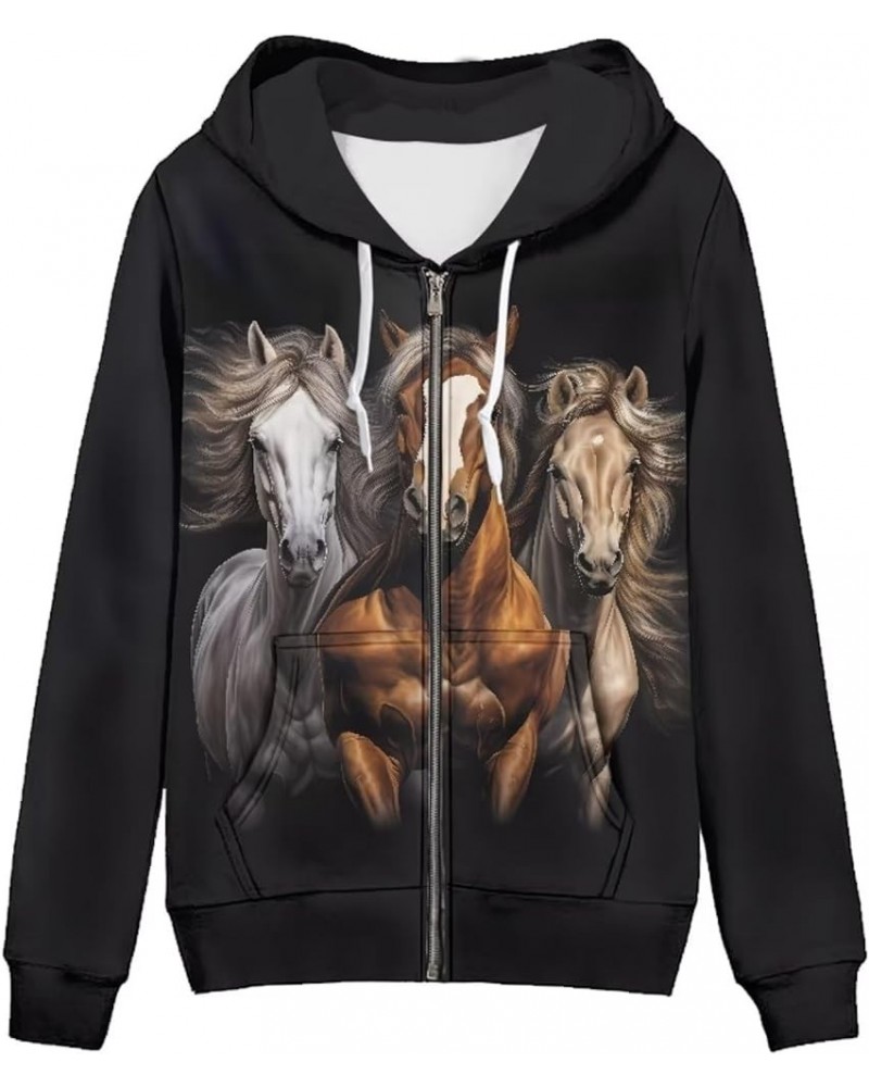 Trendy Zip Up Jackets for Women XS-5XL Fashion Hoodies and Sweatshirts Horse 2 $23.00 Hoodies & Sweatshirts
