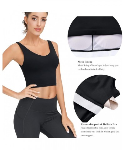 Sports Bra for Women Longline: V Neck Wirefree Medium Impact with Built in Bra for Workout Yoga 2pc: Black/Icde Iris $23.50 L...