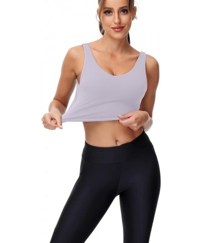 Sports Bra for Women Longline: V Neck Wirefree Medium Impact with Built in Bra for Workout Yoga 2pc: Black/Icde Iris $23.50 L...