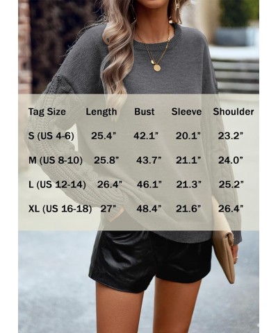 Women's 2024 Fall Sweaters Casual Long Sleeve Crewneck Cable Knit Pullover Sweater Loose Chunky Jumper Tops Dark Grey $12.99 ...