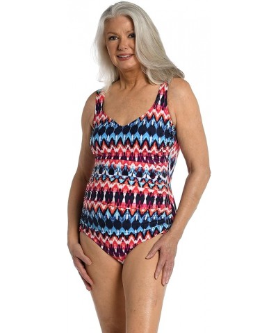 Women's Standard Side Shirred Girl Leg One Piece Swimsuit Multi//Tribal Times $18.75 Swimsuits