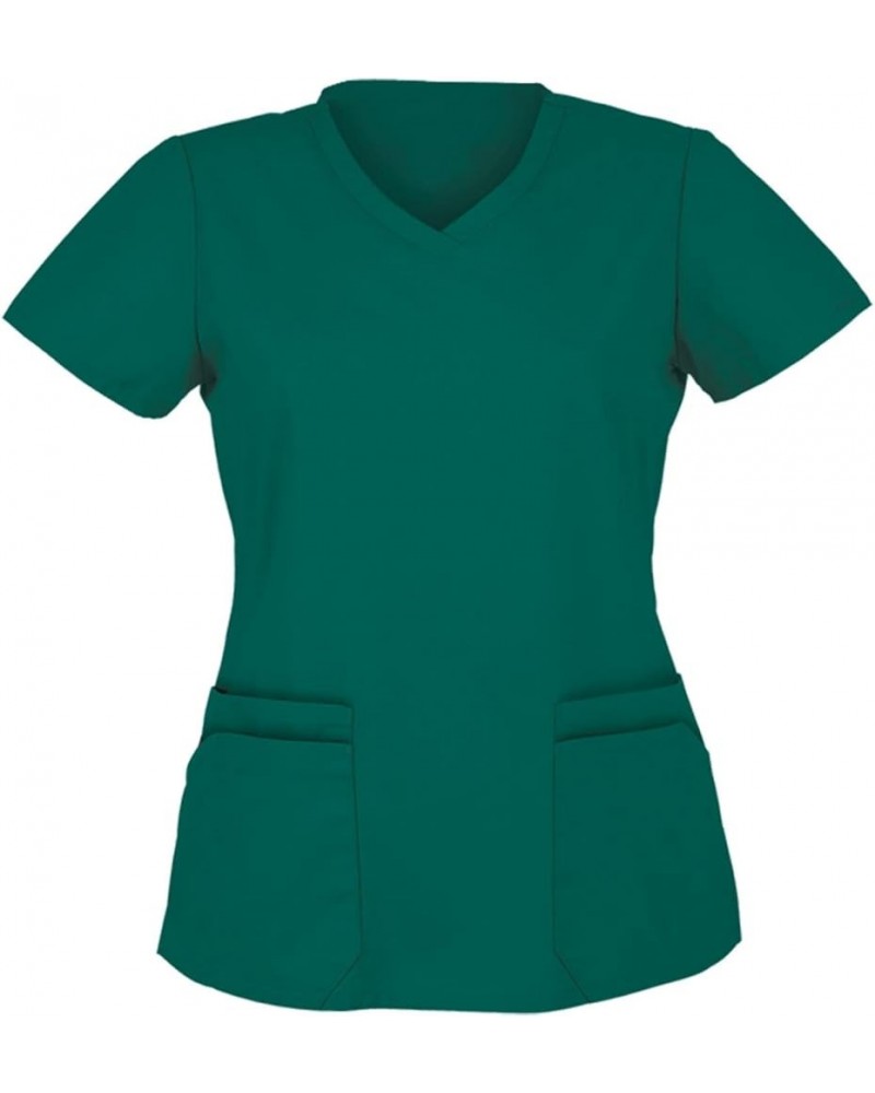 Scrubs for Women Women's Comfortable Lightweight Durable Soft Stretch Flower Printed V-Neck Medical Scrub Top P1-green $7.97 ...
