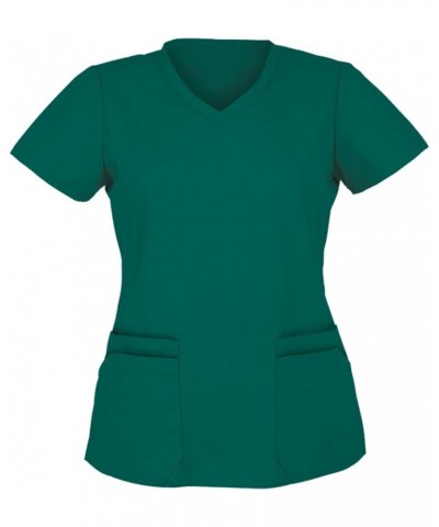 Scrubs for Women Women's Comfortable Lightweight Durable Soft Stretch Flower Printed V-Neck Medical Scrub Top P1-green $7.97 ...