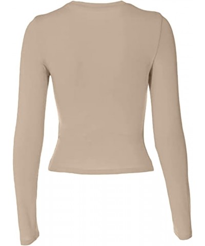 Women's Casual Crew Neck Sweatshirt Loose Soft Long Sleeve Pullover Tops Fleece for Women New-9-coffee $3.24 Shirts