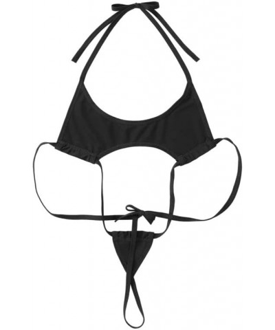 Womens Sexy Monokini One Piece Swimsuit Cut Out Swimwear Lace Up High Cut Bikini Black $8.39 Swimsuits