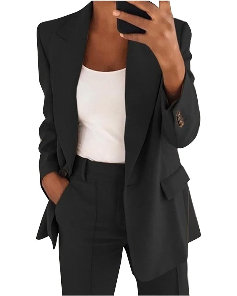 Blazers for Women Fashion Dressy Long Sleeve Blazer Open Front Cardigan Plus Size Double Breasted Jacket 1315-nfhhse-c-black ...