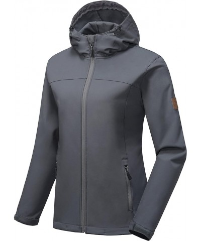 Women's Softshell Jacket Hooded Windproof Fleece Lined Jackets, Water Repellent and Lightweight B.gray $27.84 Jackets