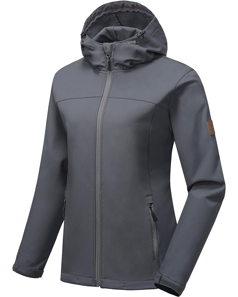 Women's Softshell Jacket Hooded Windproof Fleece Lined Jackets, Water Repellent and Lightweight B.gray $27.84 Jackets