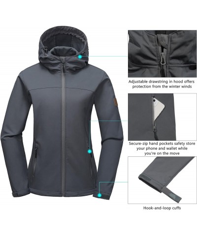 Women's Softshell Jacket Hooded Windproof Fleece Lined Jackets, Water Repellent and Lightweight B.gray $27.84 Jackets