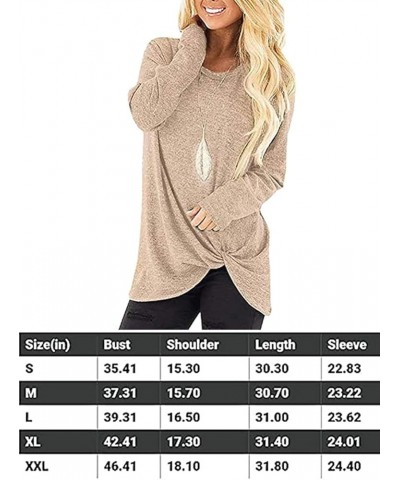 Women's Comfy Casual Long Sleeve Side Twist Knotted Tops Blouse Khaki $11.07 Tops