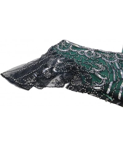 Women's 1920s Sequins Flapper Gatsby Cocktail Dress with 20s Headband Accessories Set Style Floral 3 Silver Green $30.90 Others