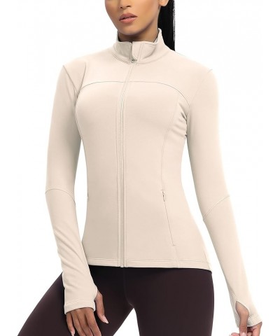 Workout Jackets for Women, Fleece Jackets Full Zip Long Sleeves Running Track Jacket with Pockets Apricot $13.24 Jackets