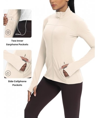 Workout Jackets for Women, Fleece Jackets Full Zip Long Sleeves Running Track Jacket with Pockets Apricot $13.24 Jackets