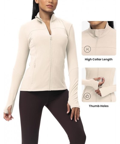 Workout Jackets for Women, Fleece Jackets Full Zip Long Sleeves Running Track Jacket with Pockets Apricot $13.24 Jackets