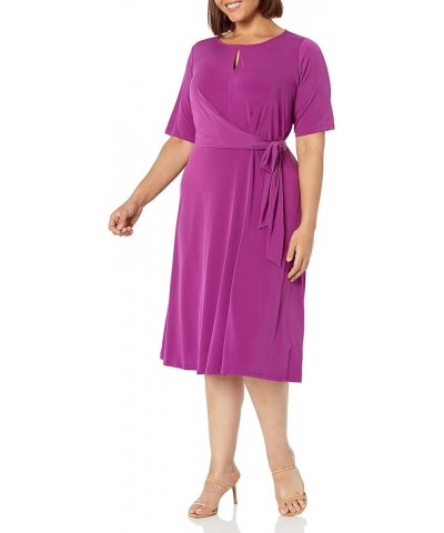Women's Side Tie Flattering Midi Length Chic Versatile Matte Jersey Dress Phlox $18.18 Dresses