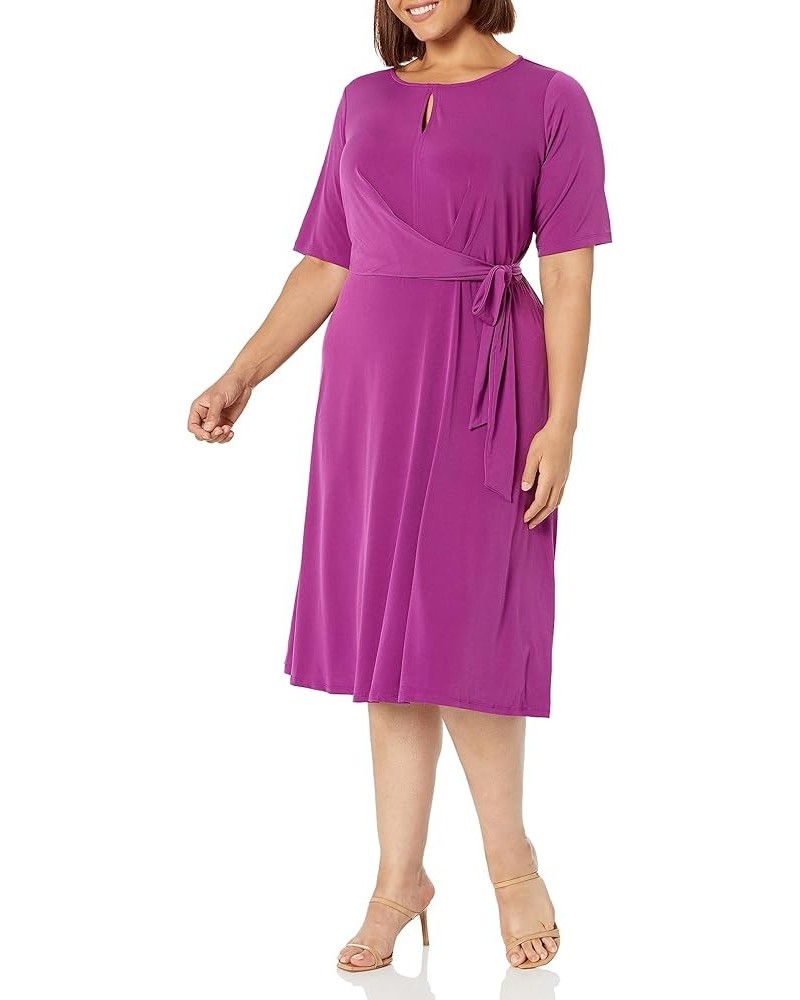 Women's Side Tie Flattering Midi Length Chic Versatile Matte Jersey Dress Phlox $18.18 Dresses