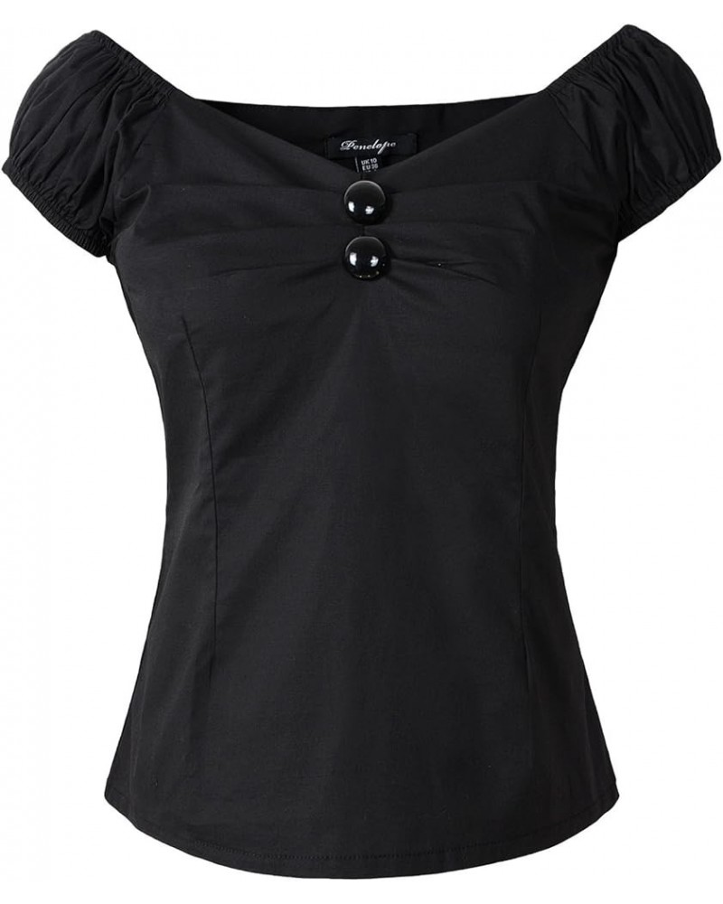 1950s Vintage Retro Dolores Top Rockabilly Pinup Black $13.16 Blouses