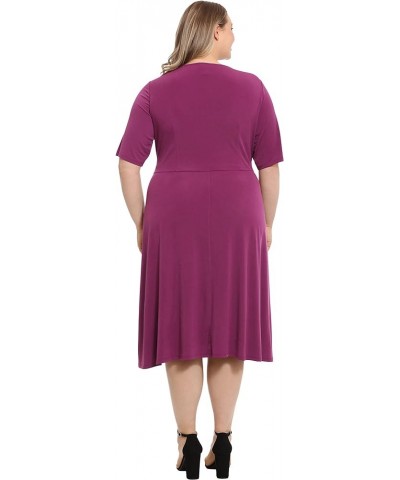 Women's Side Tie Flattering Midi Length Chic Versatile Matte Jersey Dress Phlox $18.18 Dresses