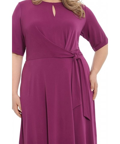 Women's Side Tie Flattering Midi Length Chic Versatile Matte Jersey Dress Phlox $18.18 Dresses