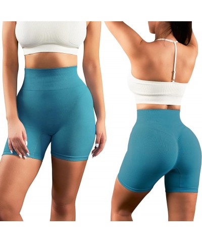 1-3 Pack Workout Shorts Women Scrunch Butt Lifting Biker Shorts Seamless Gym Workout Booty Shorts 1-pack Turquoise $10.59 Act...