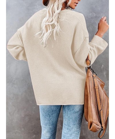 Women's V Neck Button Sweater Oversized Batwing Long Sleeve Henley Pullover Knit Jumper Top Beige $21.44 Sweaters