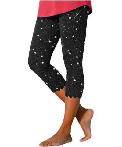 Capri Leggings for Women Plus Size Glitter Leopard Print Capris Beach Tropical Lounge Dress Pants Slim Fit 7 Black $5.79 Pants