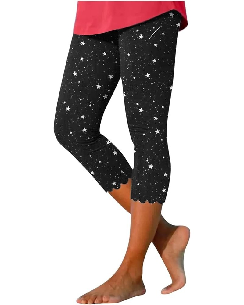 Capri Leggings for Women Plus Size Glitter Leopard Print Capris Beach Tropical Lounge Dress Pants Slim Fit 7 Black $5.79 Pants