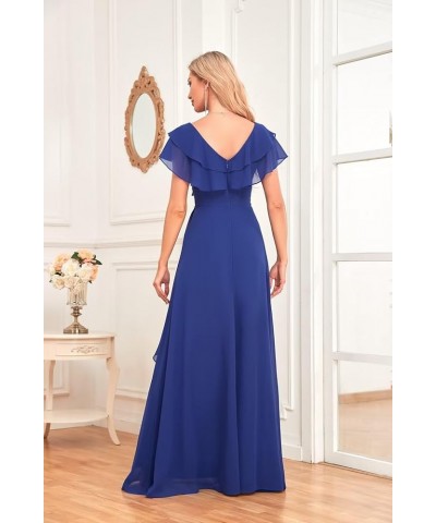 Long Chiffon Bridesmaid Dresses for Women V Neck Flutter Sleeve Pleated Formal Evening Dresses MRX47 Rust $18.90 Dresses