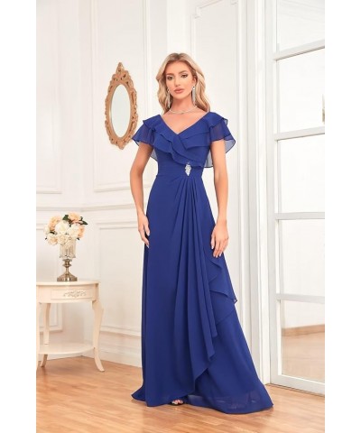 Long Chiffon Bridesmaid Dresses for Women V Neck Flutter Sleeve Pleated Formal Evening Dresses MRX47 Rust $18.90 Dresses