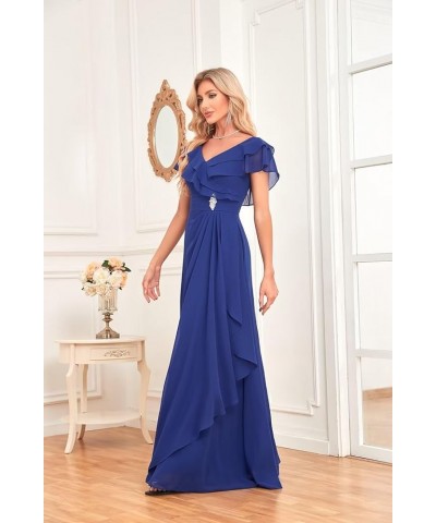 Long Chiffon Bridesmaid Dresses for Women V Neck Flutter Sleeve Pleated Formal Evening Dresses MRX47 Rust $18.90 Dresses