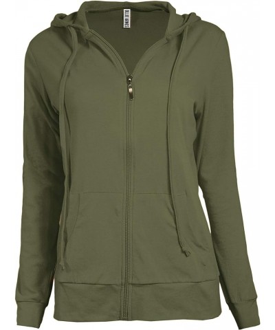 Women's Thermal Long Hoodie Zip Up Jacket Sweater Tops Solid_olive $11.75 Hoodies & Sweatshirts