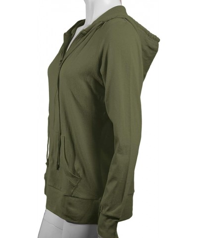 Women's Thermal Long Hoodie Zip Up Jacket Sweater Tops Solid_olive $11.75 Hoodies & Sweatshirts