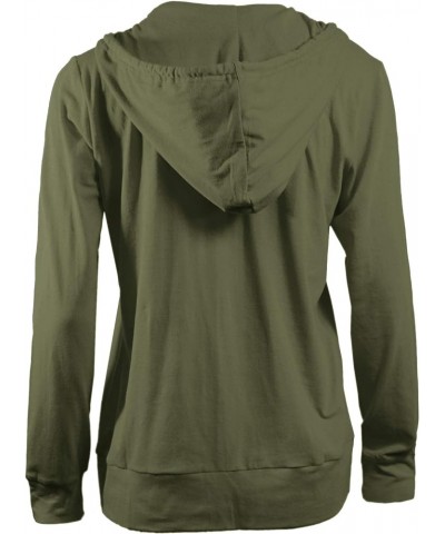 Women's Thermal Long Hoodie Zip Up Jacket Sweater Tops Solid_olive $11.75 Hoodies & Sweatshirts