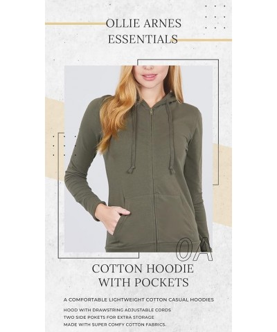 Women's Thermal Long Hoodie Zip Up Jacket Sweater Tops Solid_olive $11.75 Hoodies & Sweatshirts